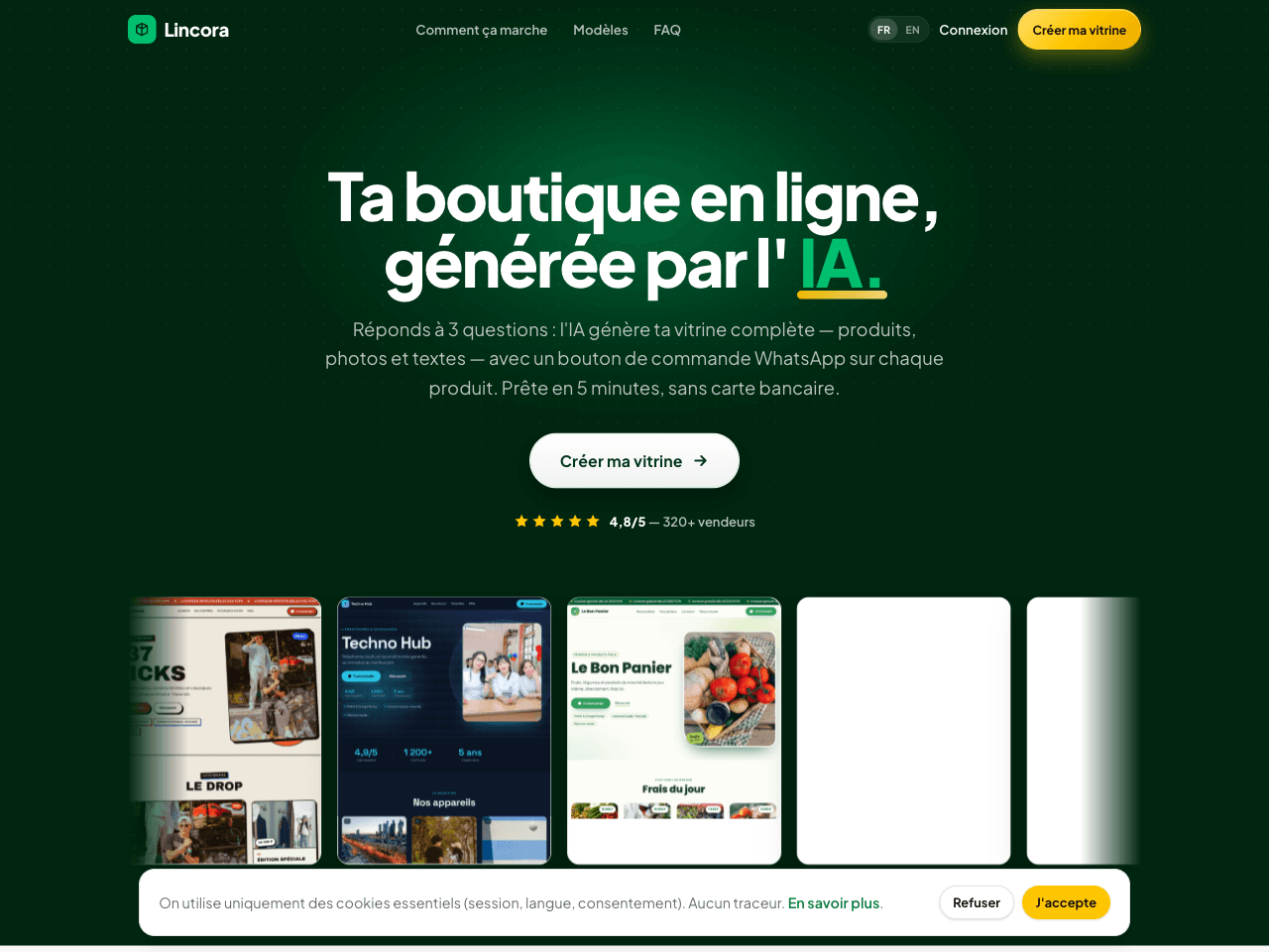 Aperçu du site Lincora